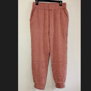 Pink floral Anthropologie joggers